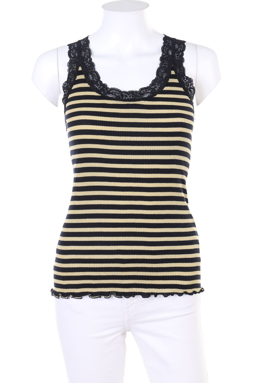 alberto bini - Glitzer-Strick-Top aus Seiden-Mischung mit Streifen - D 36