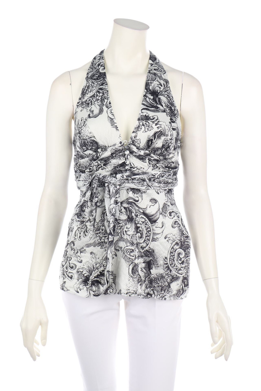 BCBG MAXAZRIA - Neckholder-Seiden-Bluse mit floralem Muster - XS