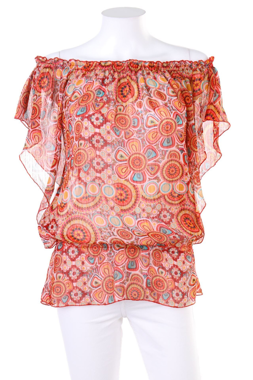 zebra - Off-the-shoulder blouse with Flower Print - S