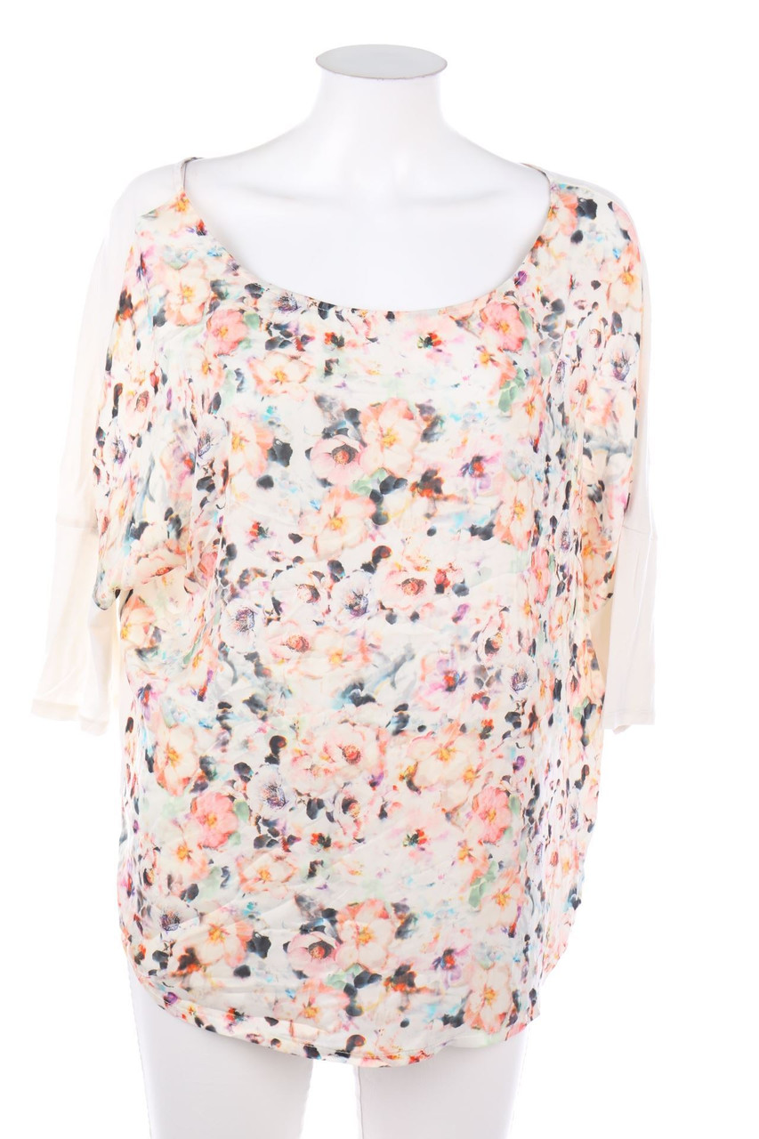 promod - Kurzarm-Bluse mit Blumen-Print - L