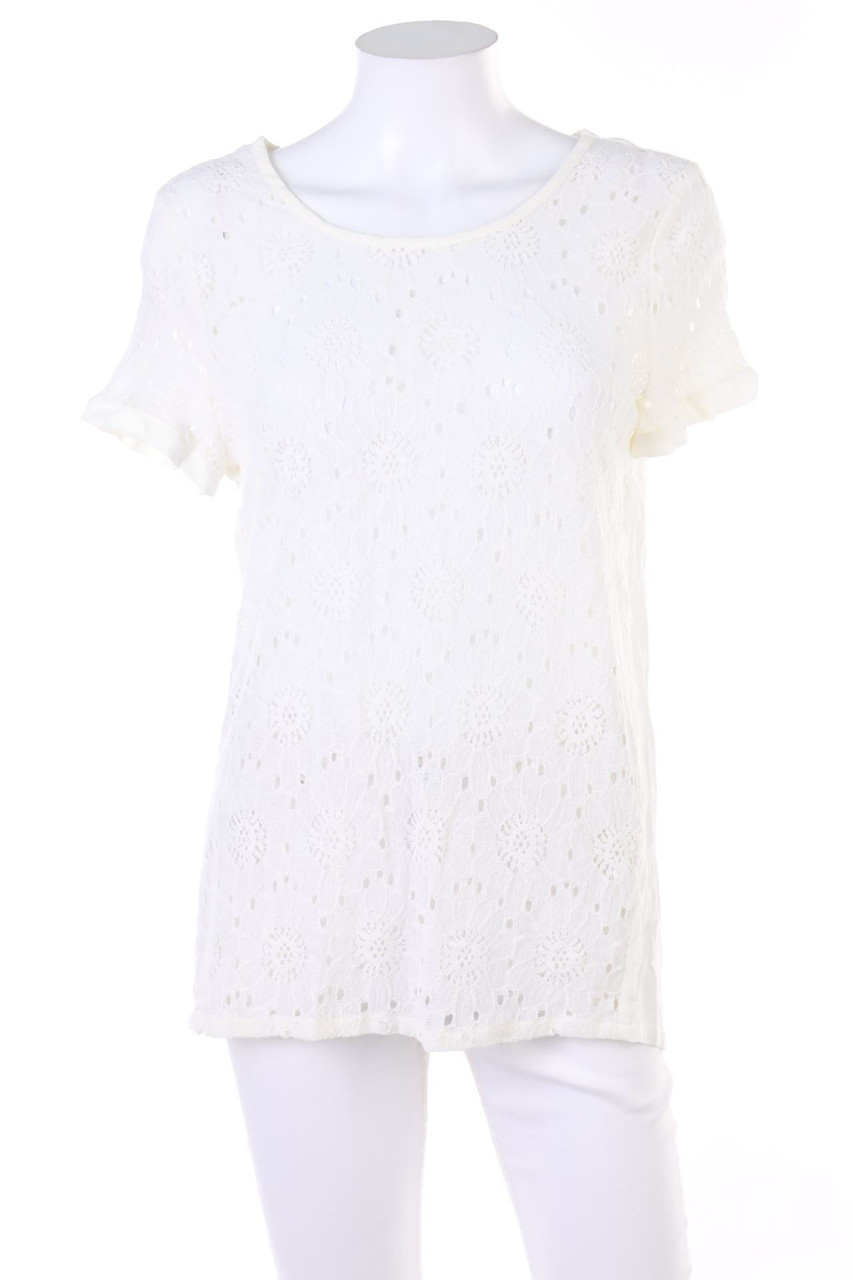 No Label - Shortsleeve Blouse with Lace - D 38