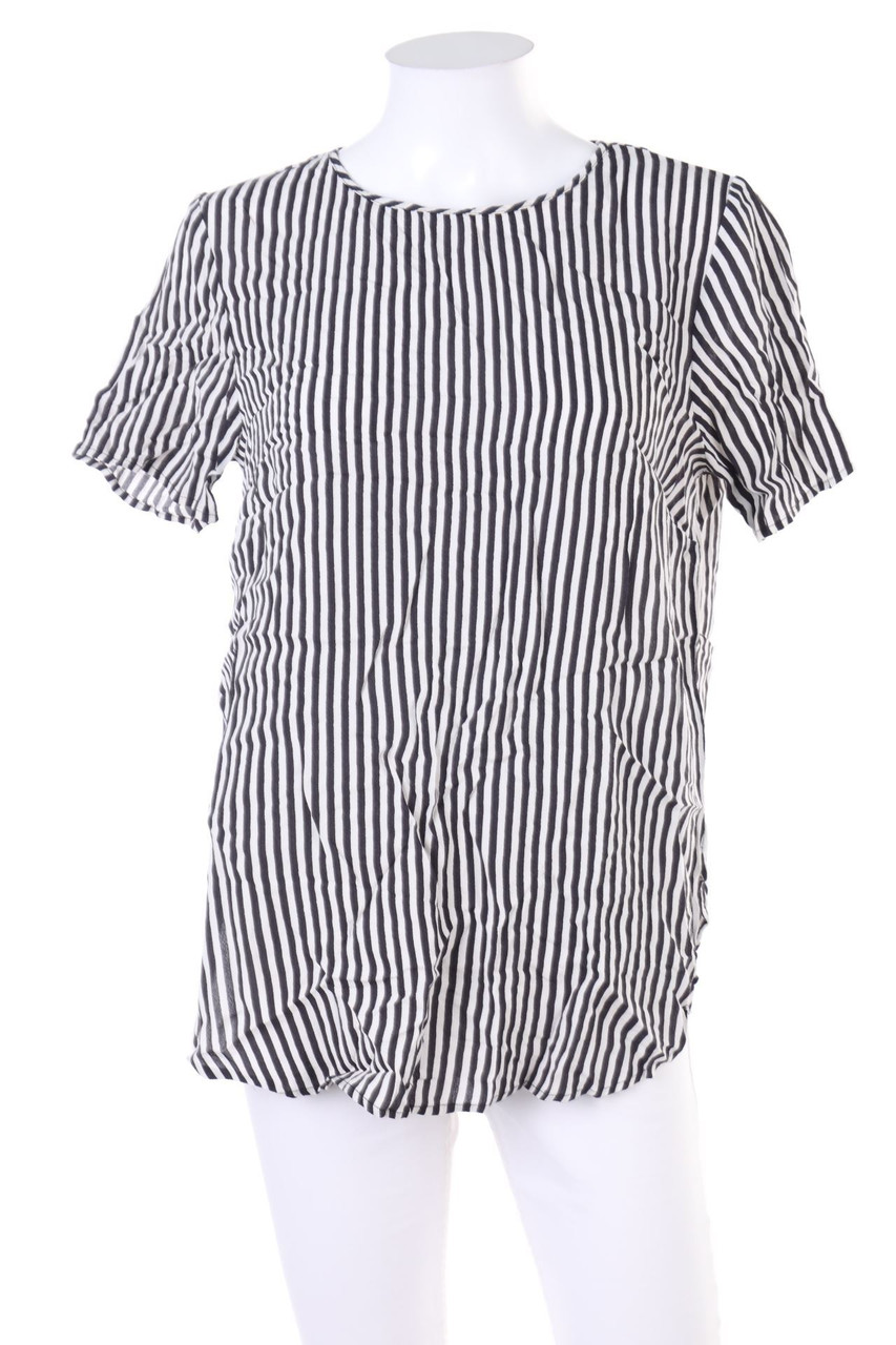H&M - Kurzarm-Bluse mit Streifen - D 38
