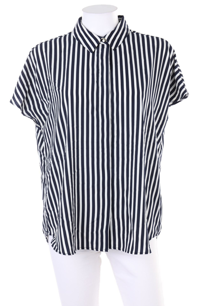 H&M - Streifen-Hemd-Bluse mit kurzem Ärmel - S