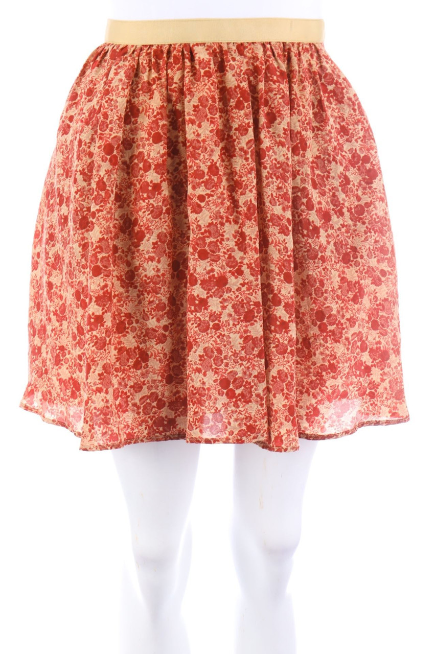 Attic and Barn - Silk Mini-Skirt with Flower Print - S