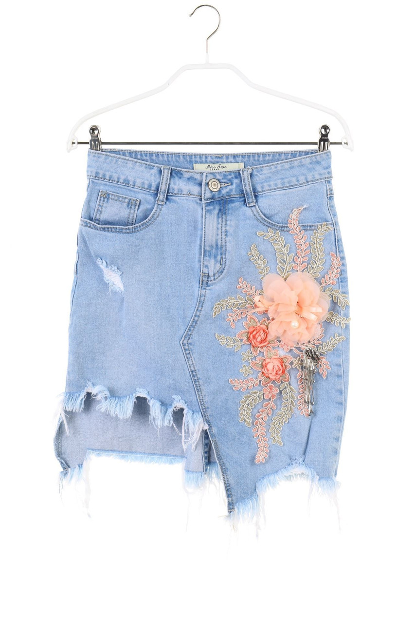 Miss two - Destroyed-Jeansrock mit Applikationen - D 36