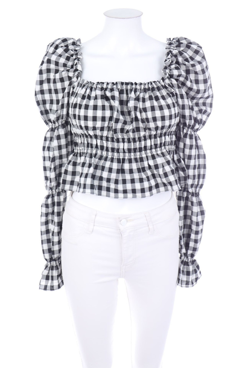 No Label - Cropped-Blouse with Ruffles - D 34