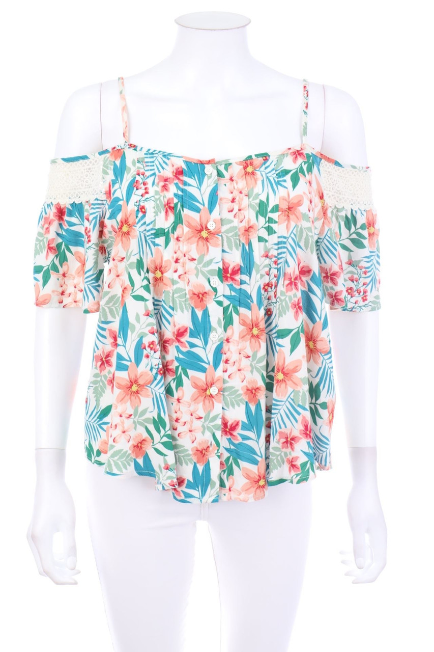 Old Khaki - Off-the-shoulder blouse with Lace - D 38