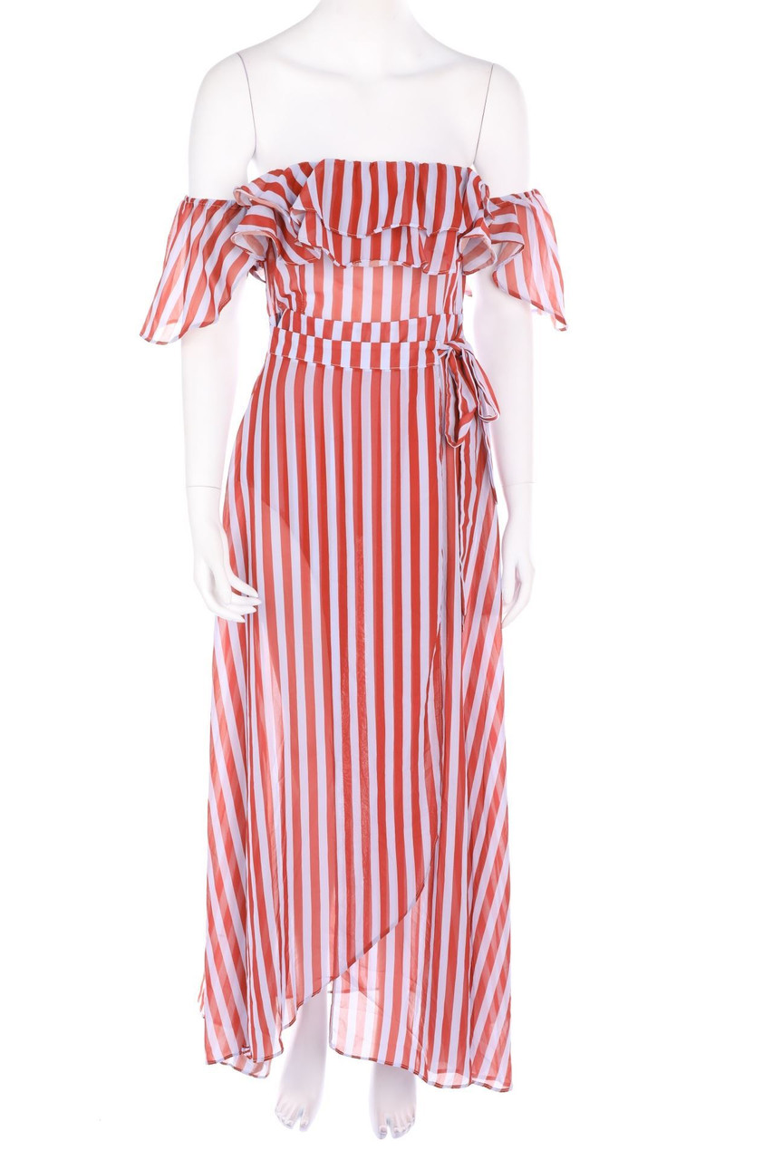 No Label - Carmen-Maxi Dress with Volants - M