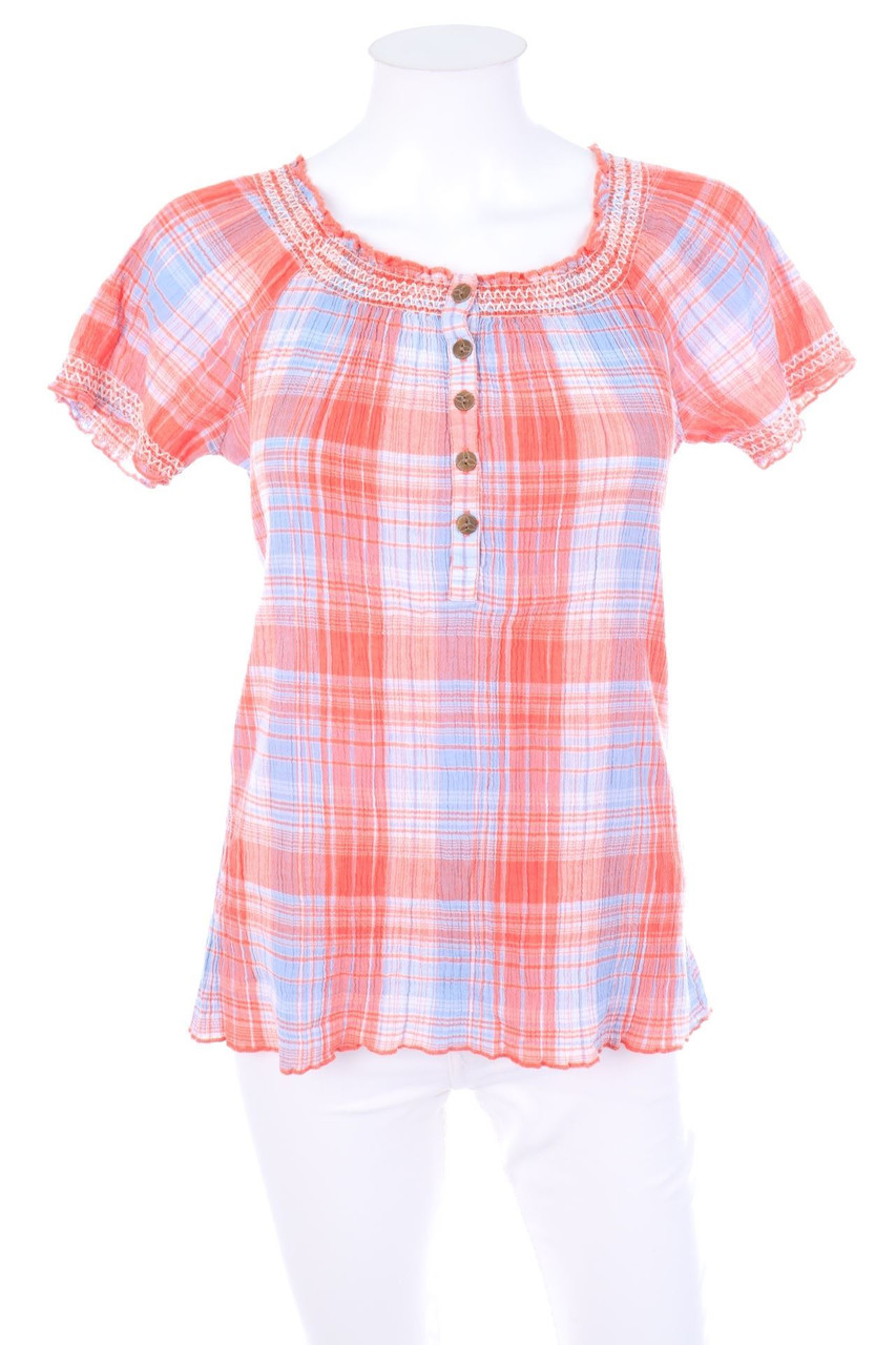 DAMART - Shortsleeve Blouse, Checked - XS