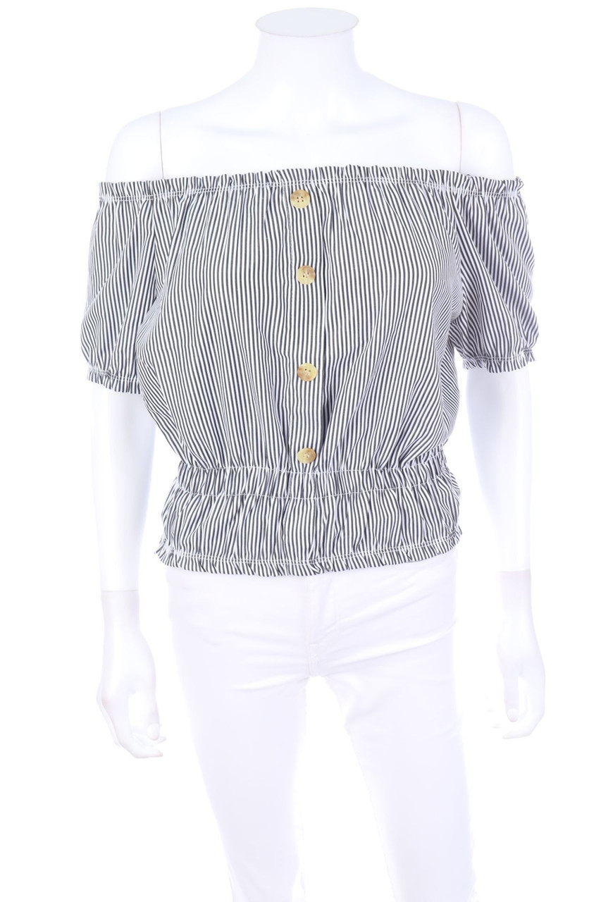 SECONDHAND - Streifen-Carmen-Bluse - D 38