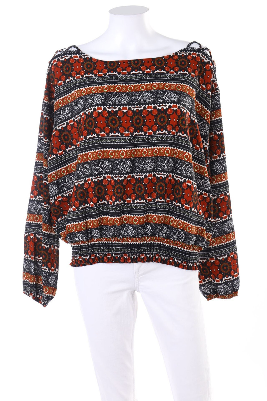 COLLOSEUM - Patterned Blouse with Lacing - L