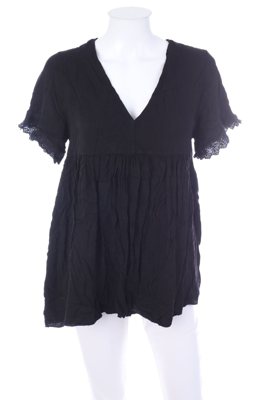unique - Kurzarm-Shirt aus Viskose mit Spitze - D 42