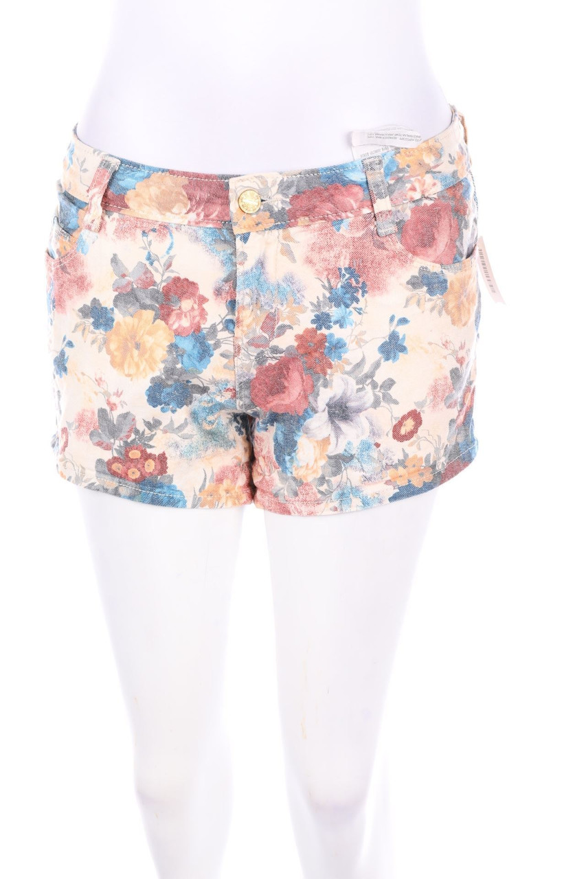 ZARA TRF - Jeans Shorts with Flower Print - D 36