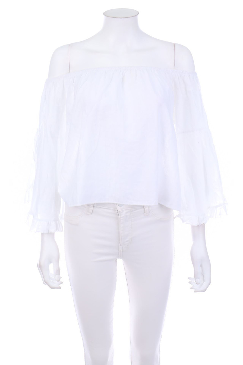 No Label - Off-the-shoulder blouse with Frills - D 38