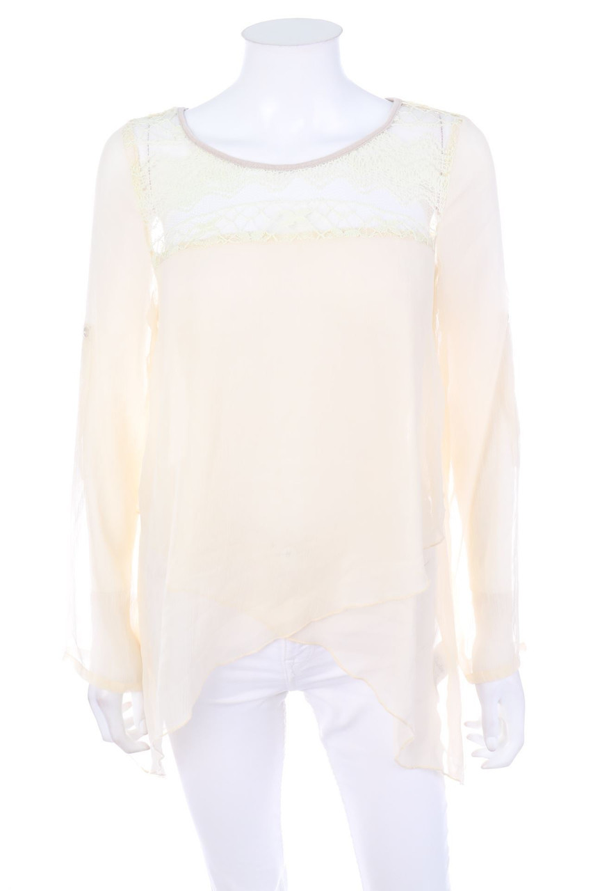 Aniston - Chiffon-Bluse mit Krempel-Ärmeln im Layer Look - D 34