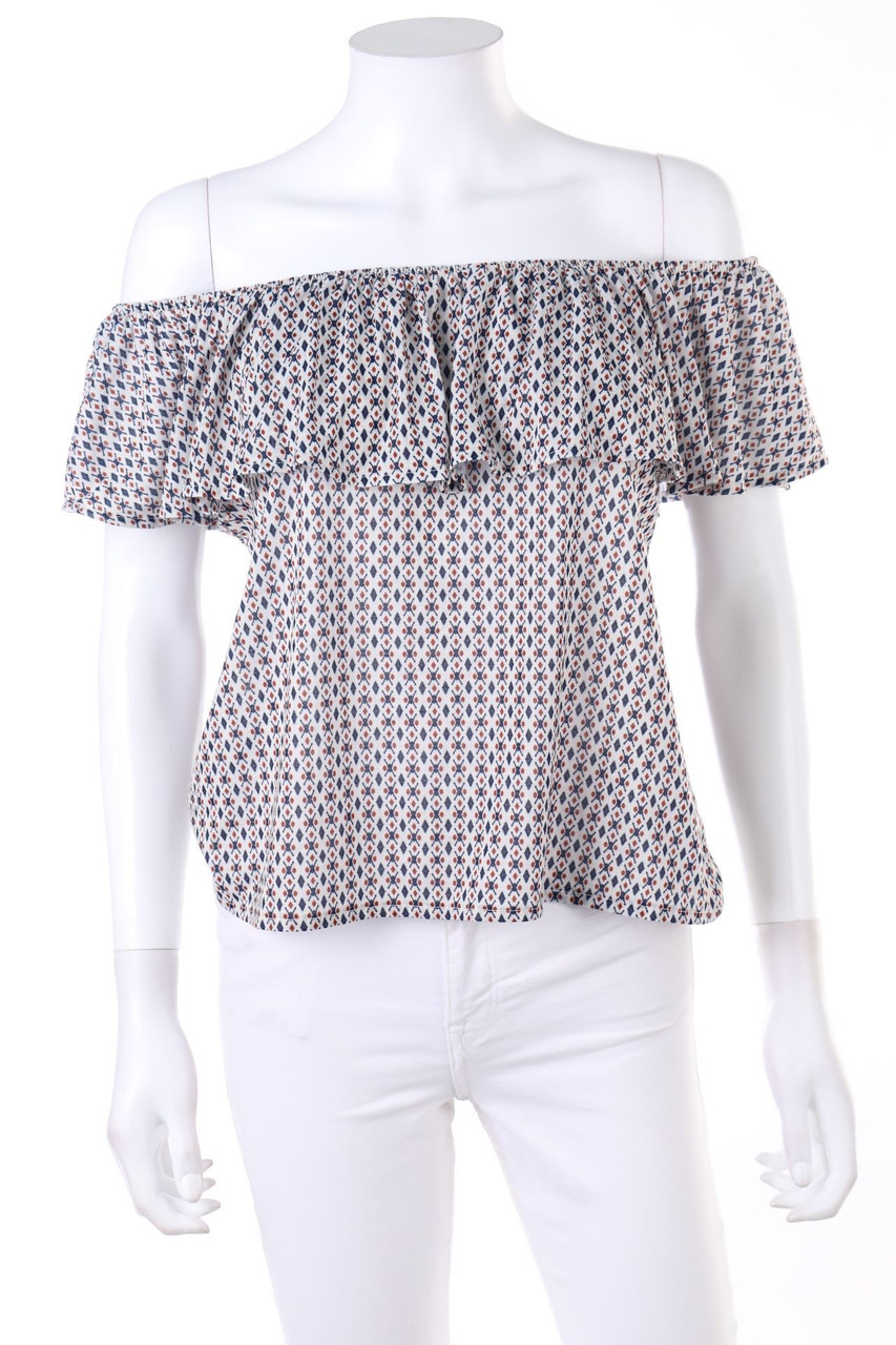 H&M - Carmen-Kurzarm-Shirt mit Muster - S