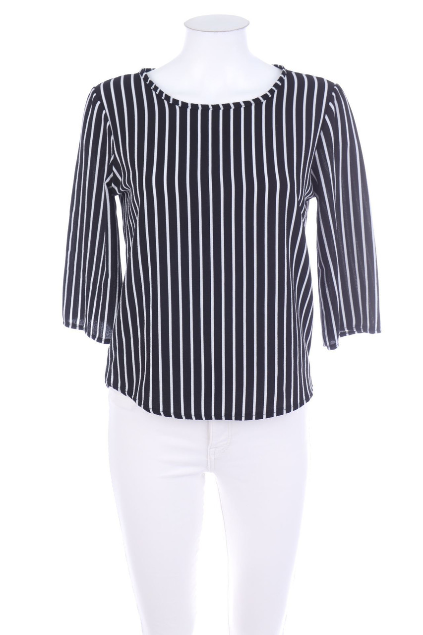 zebra - Stripe Blouse with 3/4 Sleeve - XS