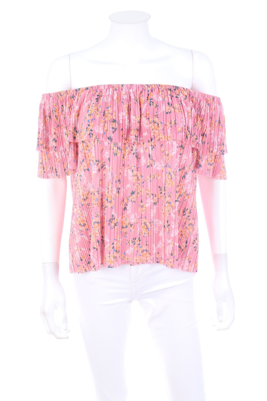 No Label - Plissé-Off-the-shoulder blouse with Flower Print - M