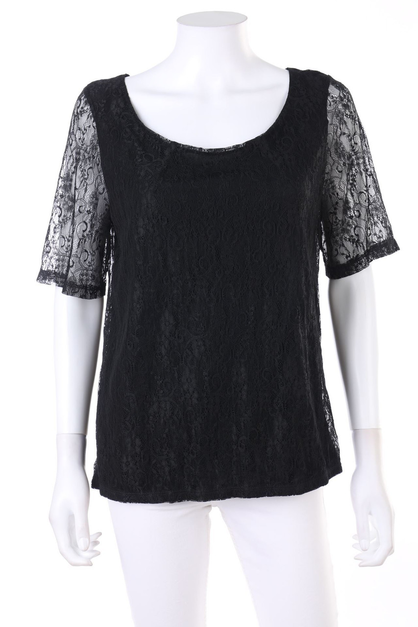 promod - Kurzarm-Bluse aus Spitze - M