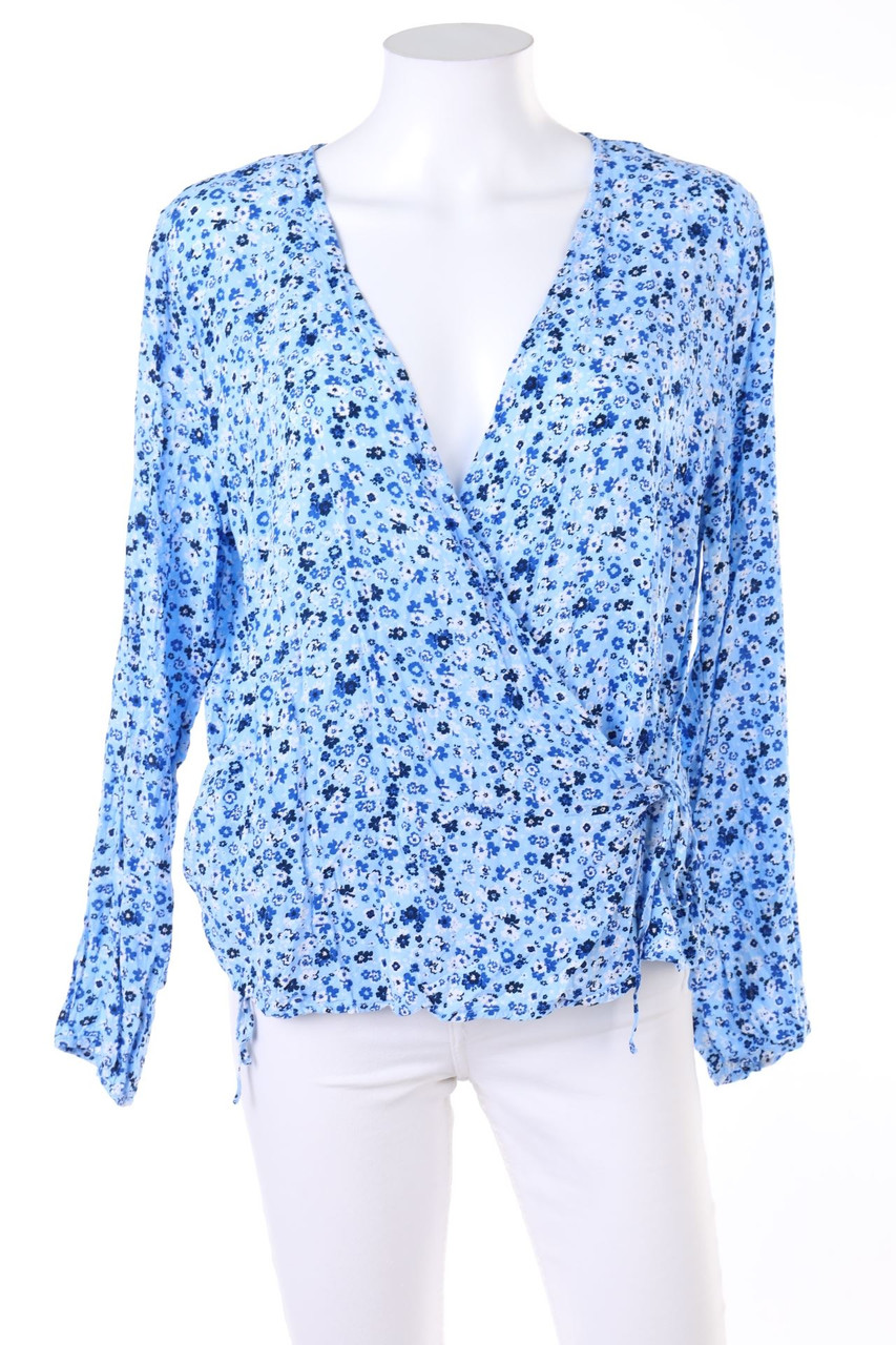No Label - Wrap Blouse with Flower Print - L