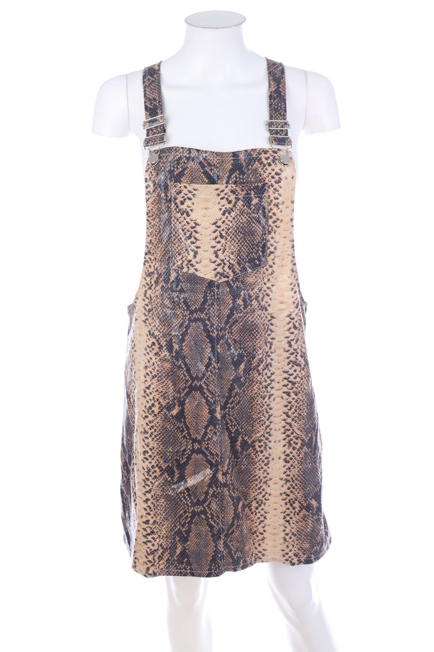 MISSGUIDED - Coated-Dungareesdress with Animal Print - D 38