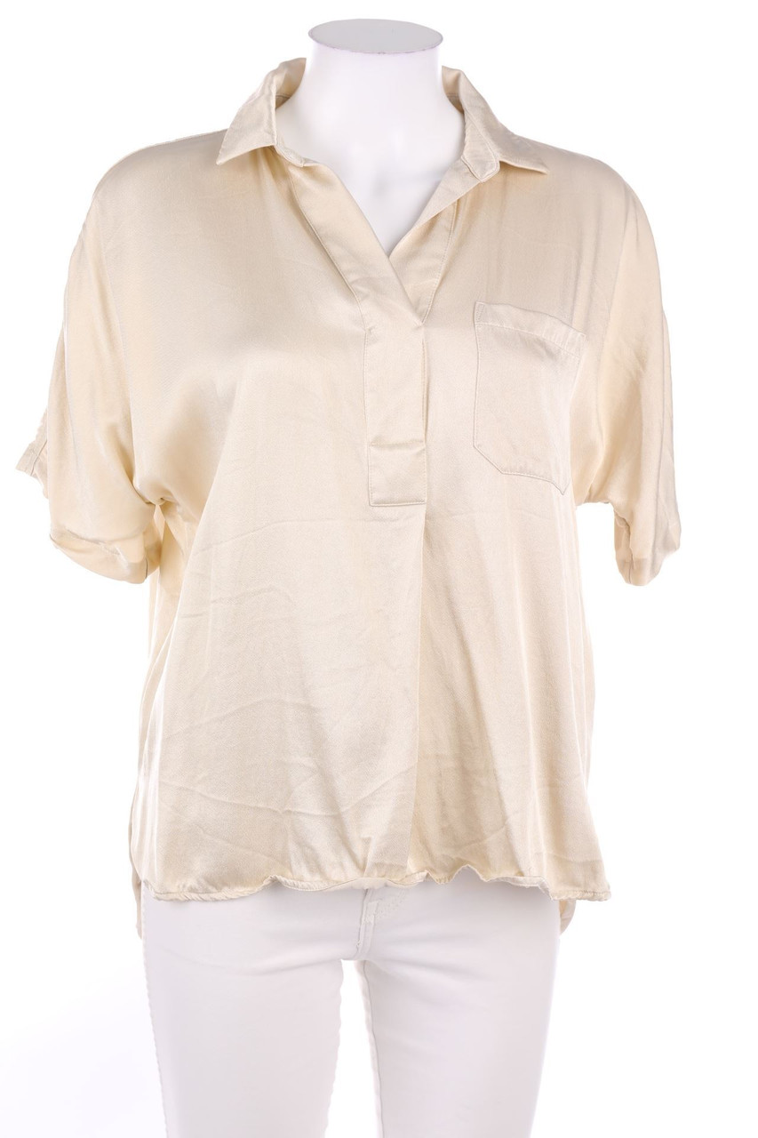 someday. - Satin Shortsleeve Blouse with Batwing Sleeves - D 36