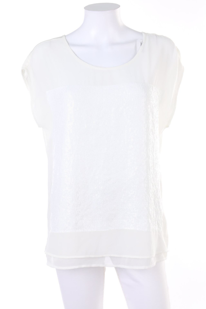 ESPRIT - Kurzarm-Bluse mit Pailletten - D 42