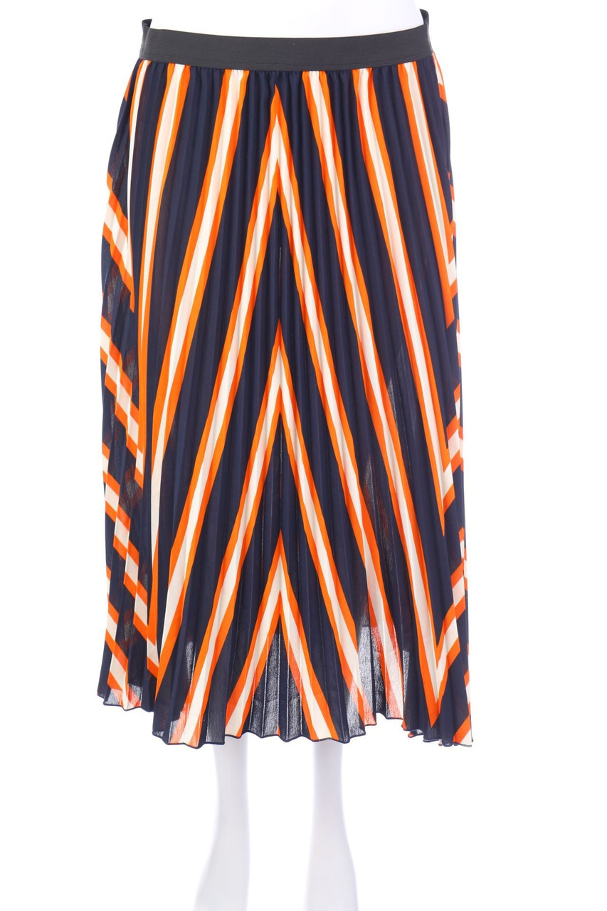 No Label - Stripe Midi-Pleated-Skirt with Elastic Band - D 42