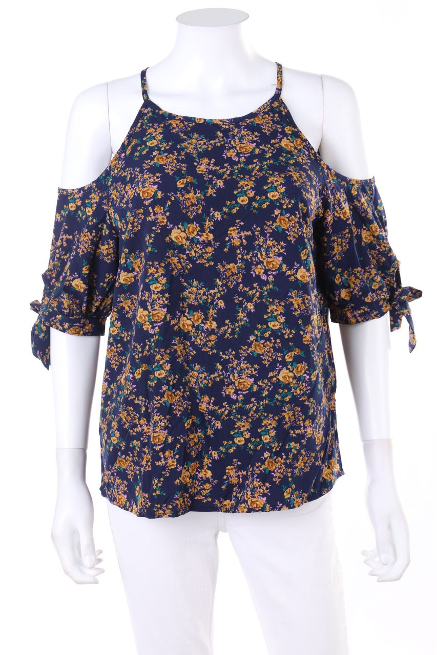SHEIN - Cold-Shoulder-Bluse mit Blumen-Print - D 36