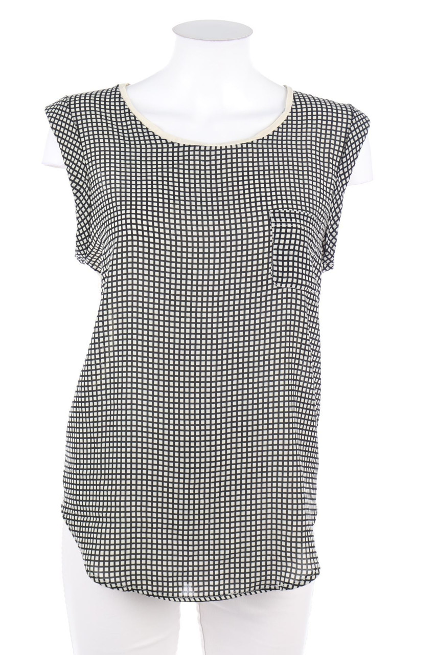 MANGO - Kurzarm-Bluse mit Karo-Muster - S