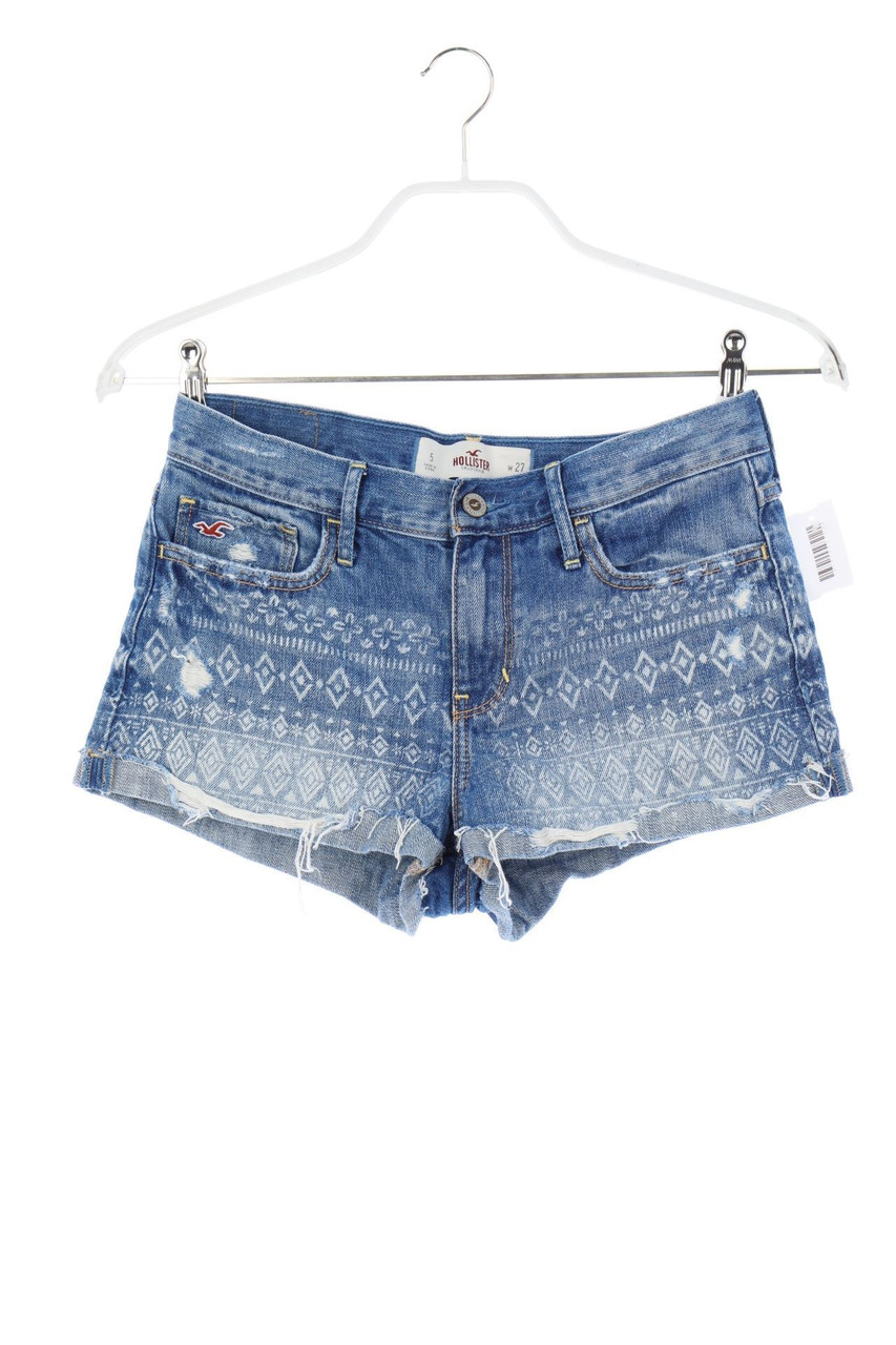 HOLLISTER - Distressed Jeans-Shorts mit Ethno-Print - W27