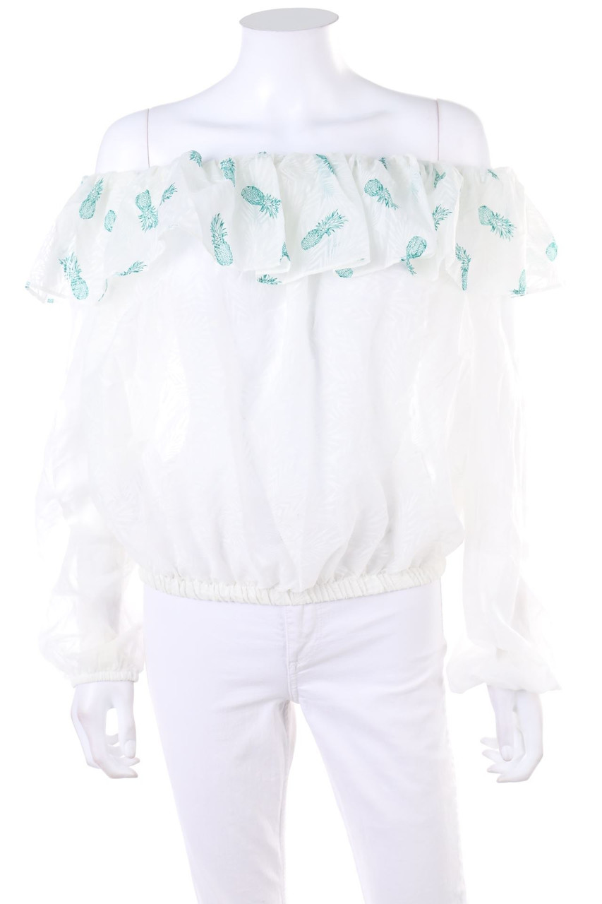 No Label - Off-the-shoulder blouse with Print - D 38