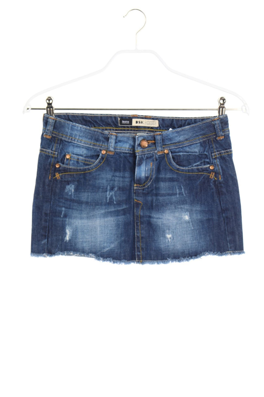 Bershka BSK GIRL - Distressed Denim Mini Skirt - D 32