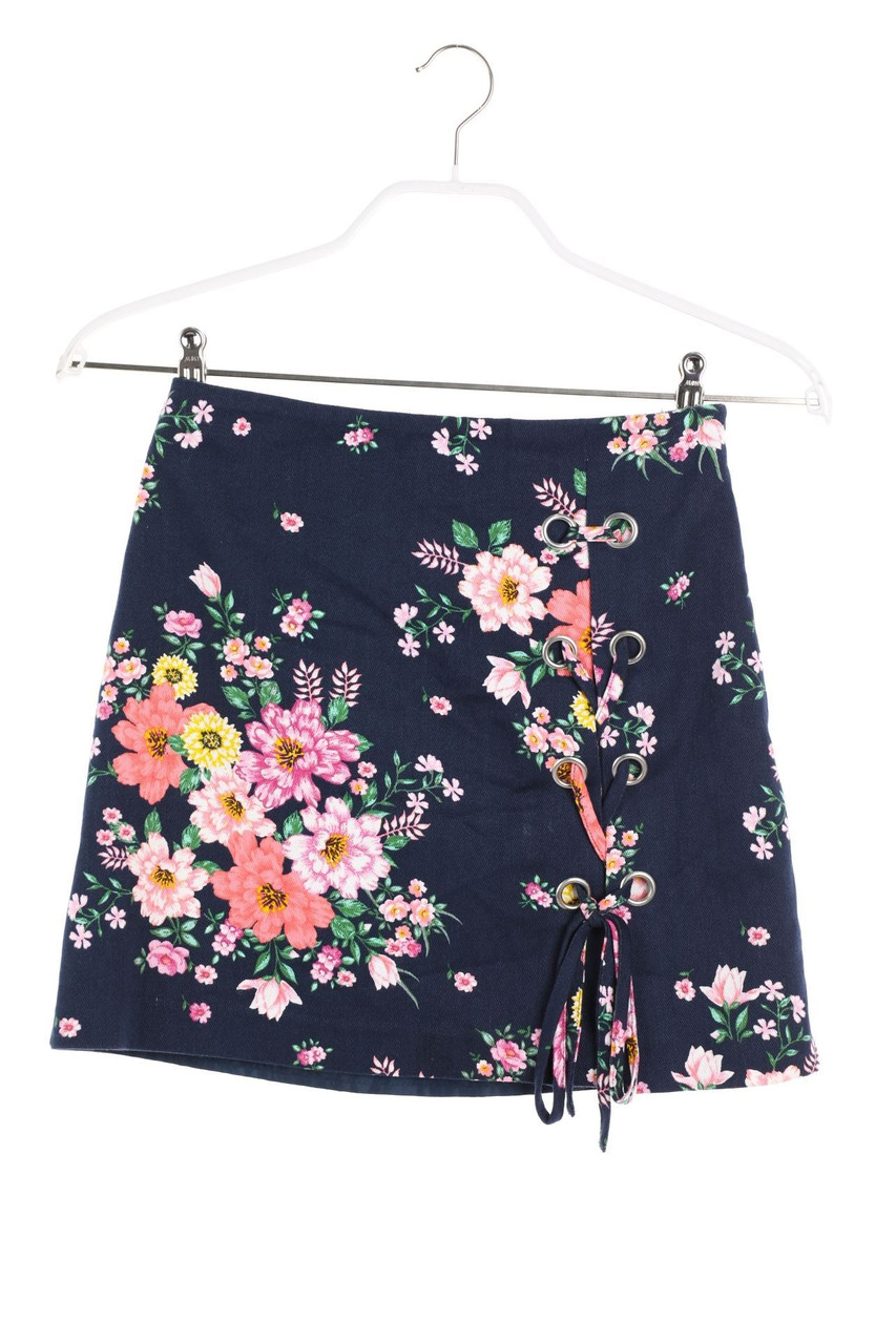 H&M DIVIDED - Rock aus Baumwolle mit floralem Muster mit Schnürung - D 34