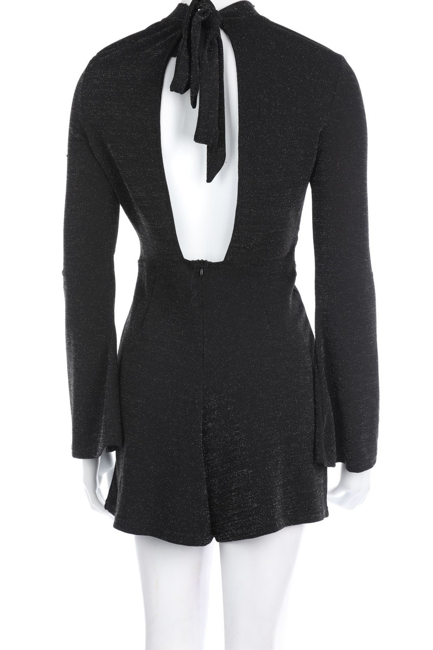 AMISU - Glitzer-Playsuit mit tiefem Rückenausschnitt - D 36