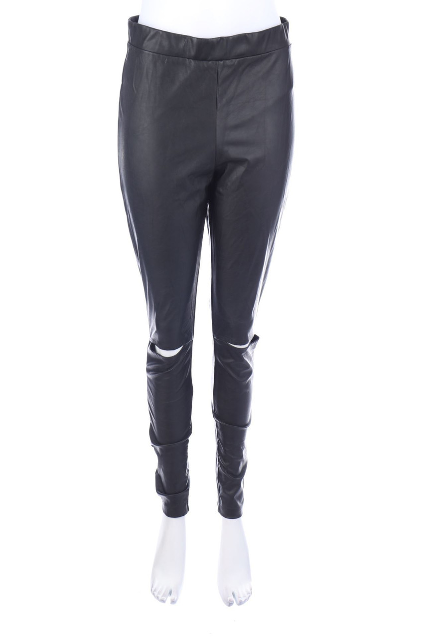 H&M DIVIDED - Kunstleder-Leggings mit Cut-outs - M