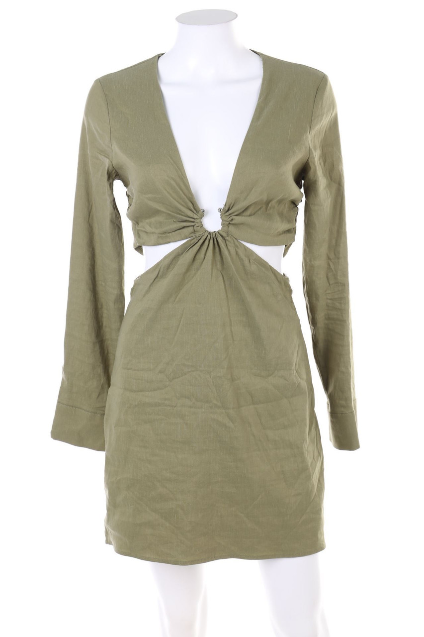 ZARA - Kleid mit Cut-outs mit Leinen - M