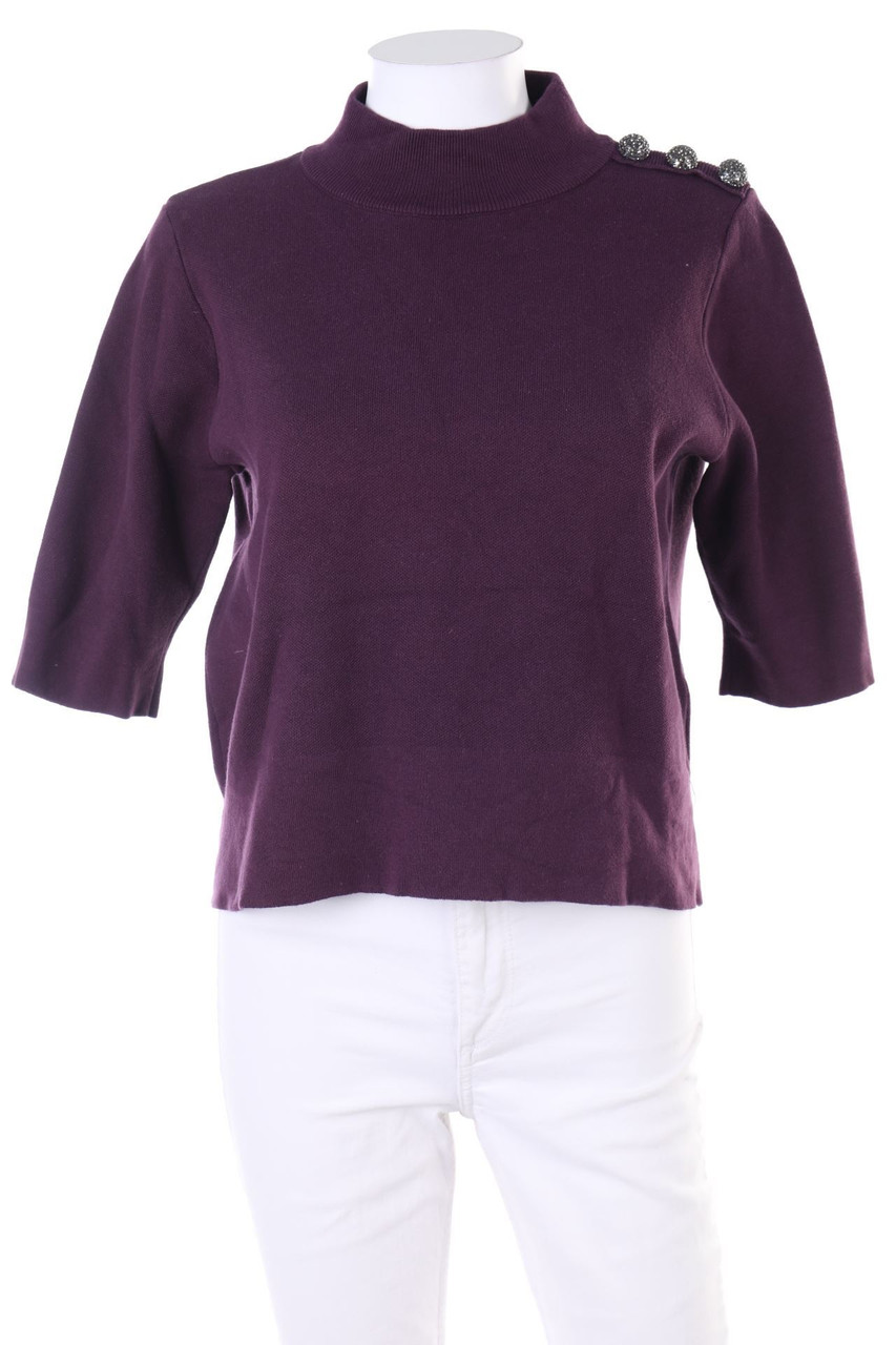 Etam - Kurzarm-Strick-Pullover mit Schmuck-Knöpfen - L
