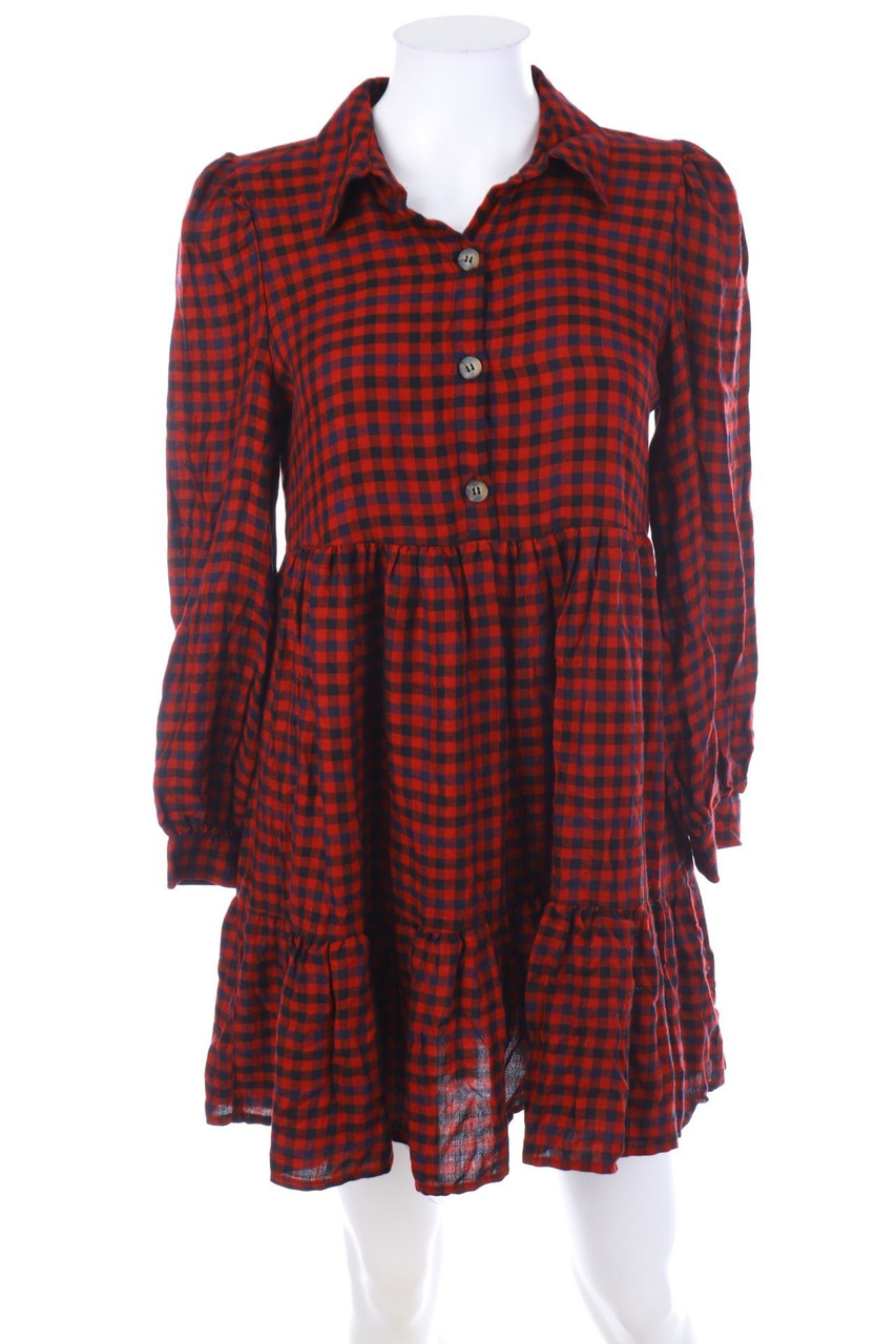 ZARA - Blusenkleid mit Karo-Muster - S