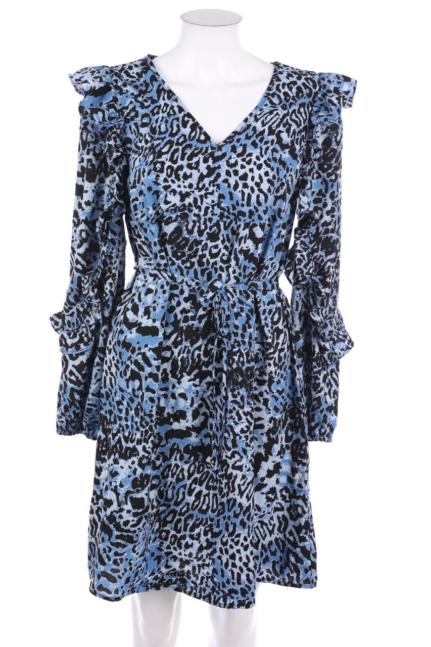 VILA - Volants-Kleid mit Leo-Print - D 36