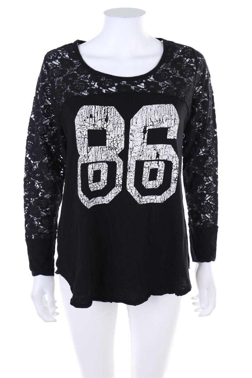 No Label - Print-Longsleeve-Shirt with Lace - D 40-42