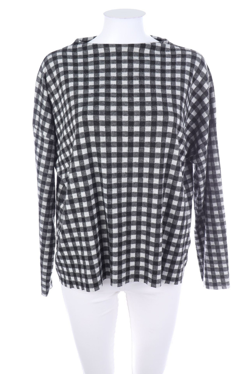 ZARA TRF - Karo-Strick-Pullover mit überschnittener Schulter - L