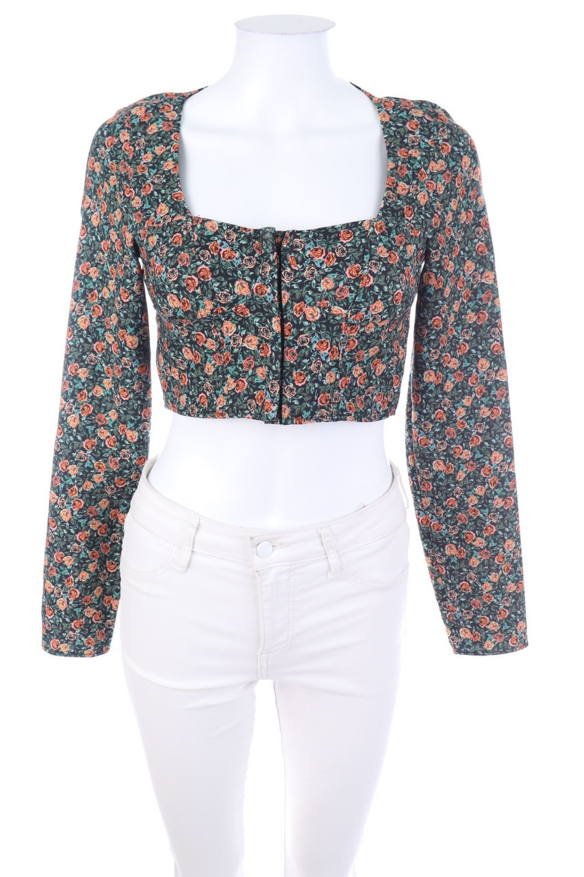 ZARA - Cropped-Bluse mit Blumen-Print - S