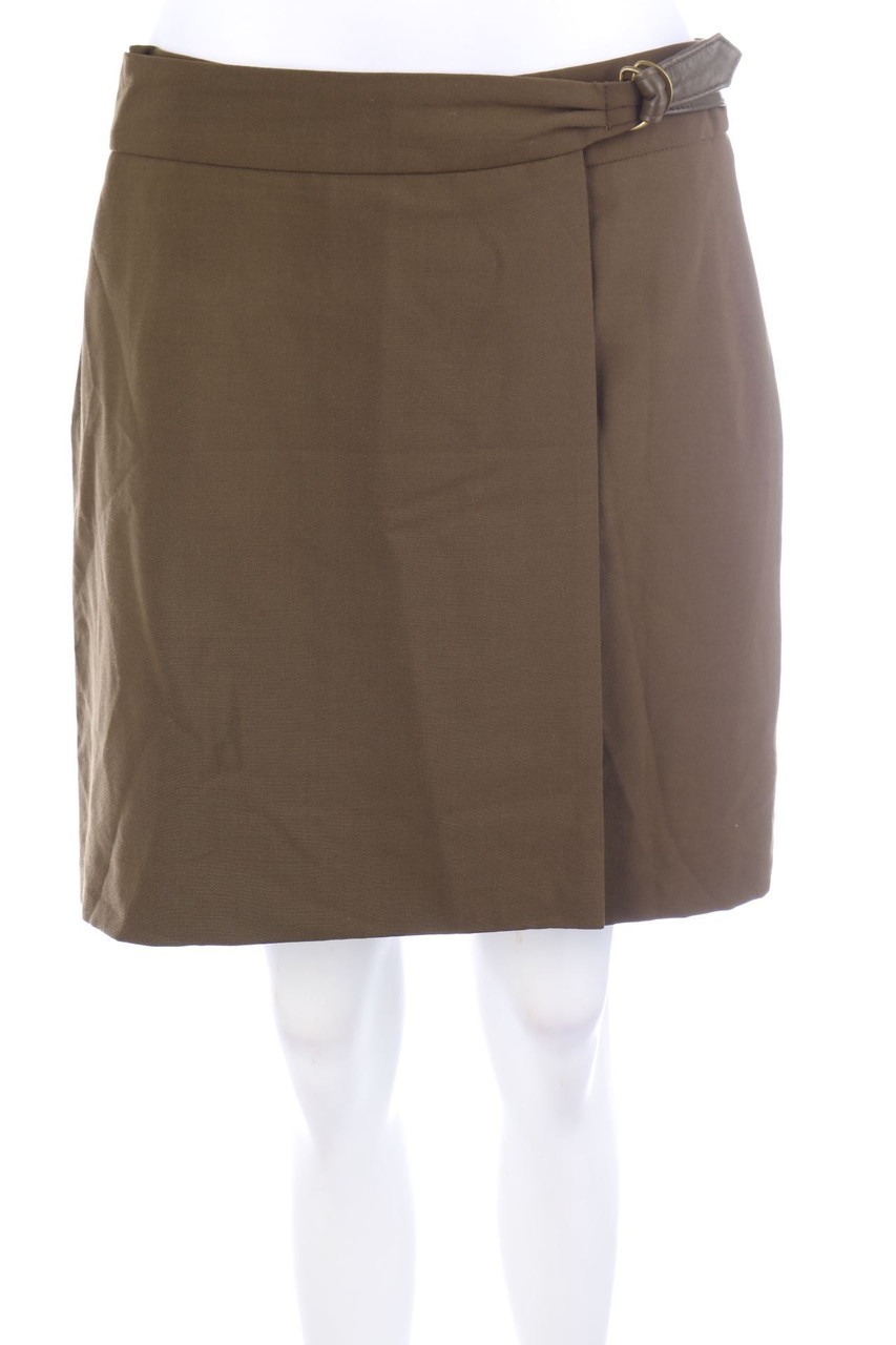 H&M Hennes - Wickel-Minirock aus Woll-Mix mit Leder-Details - D 42