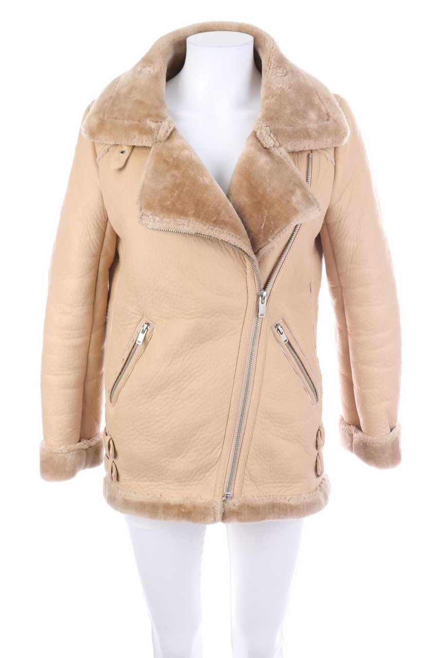 zebra - Kunstlederjacke mit Fake Fur-Besatz - XS