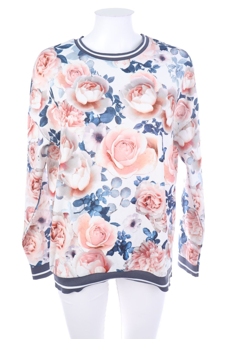 AMISU - Longsleeve-Shirt mit Blumen-Print - M