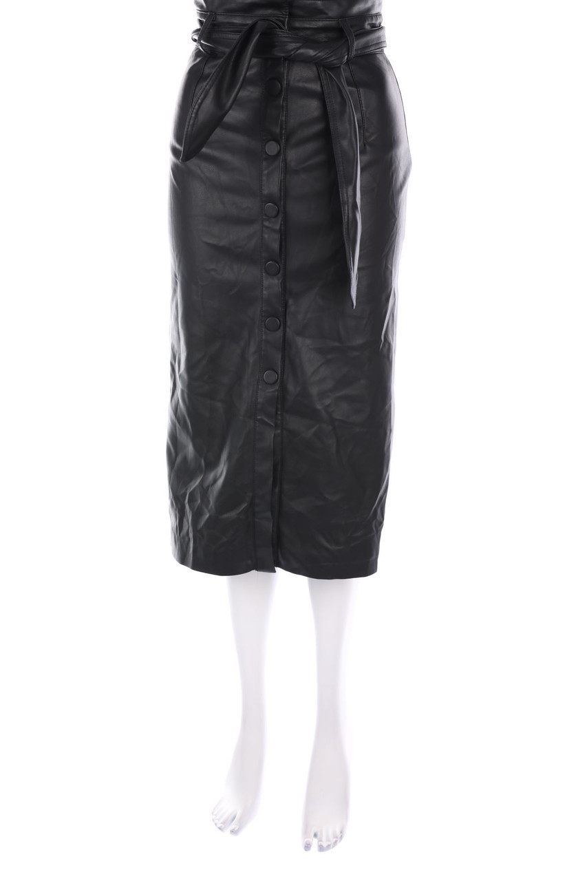 H&M - Midi-Faux Leather-Rock mit Gürtel - D 34