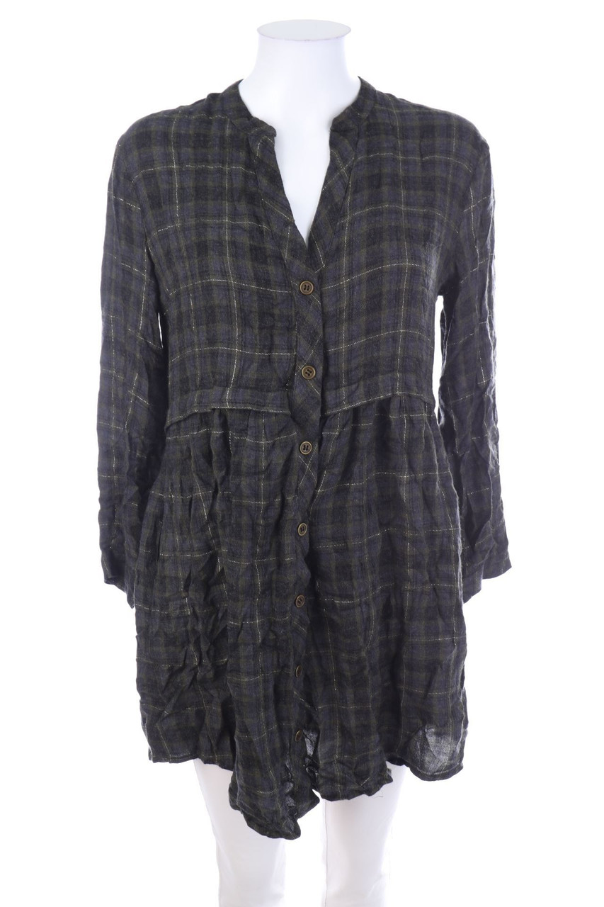 ZARA - Long-Bluse mit Karo-Muster - XS