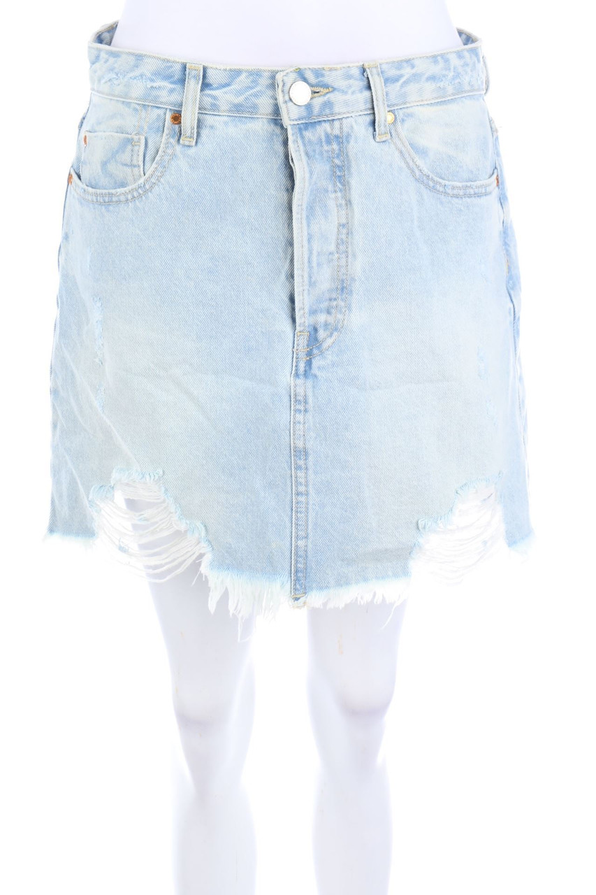 Stradivarius - Denim Mini Skirt, Destroyed Look - D 38