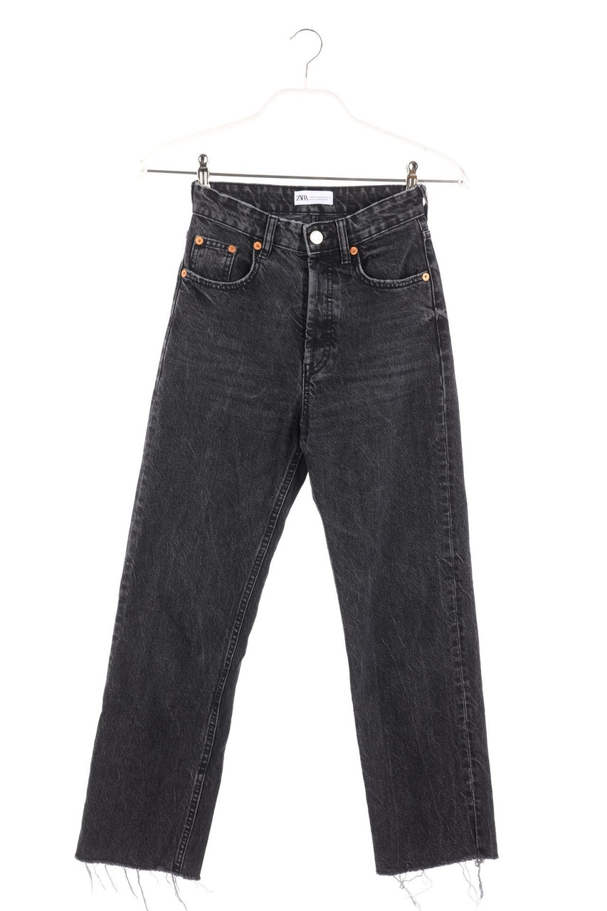 ZARA - High Waist-Dark Denim Straight Cut Jeans - D 32